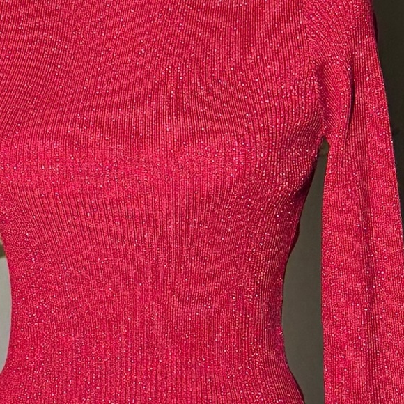 Red Mock Neck Shimmer Sweater NWT Junior Girls Medium Knit Soft Metallic - Picture 6 of 9